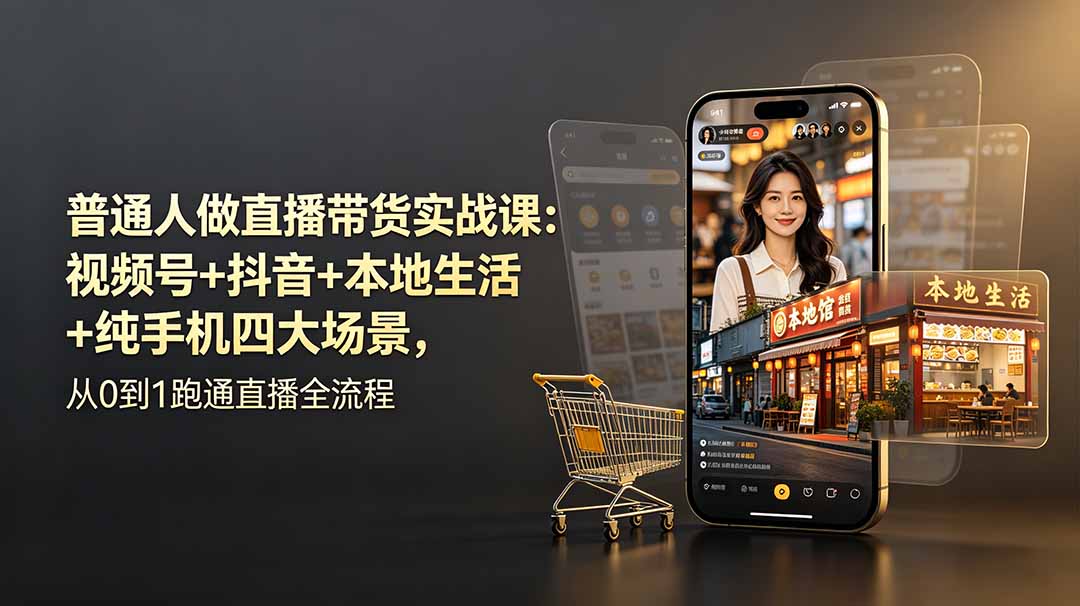 （19111期）普通人做直播带货实战课：视频号+抖音+本地生活+纯手机四大场景，从0到1跑通直播全流程-悟空知识星球