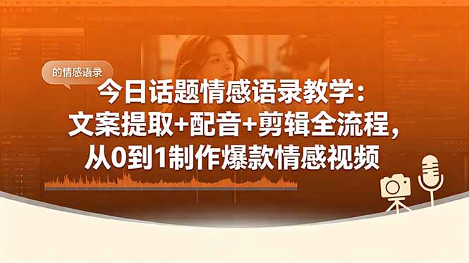 （18719期）今日话题情感语录教学：文案提取+配音+剪辑全流程，从0到1制作爆款情感视频-悟空知识星球