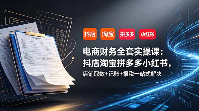 （19001期）电商财务全套实操课：抖店淘宝拼多多小红书，店铺取数+记账+报税一站式解决-悟空知识星球