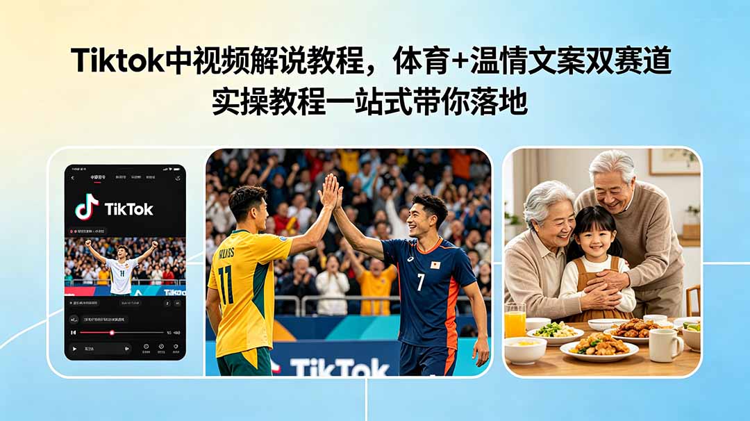 （18910期）Tiktok中视频解说教程，体育+温情文案双赛道实操教程一站式带你落地-悟空知识星球