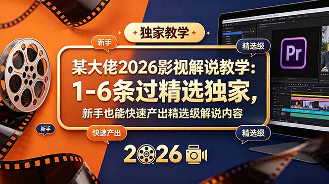 (18946期)某大佬2026影视解说教学:1-6条过精选独家,新手也能快速产出精选级解说内容-悟空知识星球
