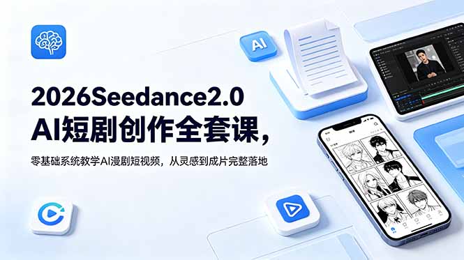 （18958期）2026Seedance2.0AI短剧创作全套课，零基础系统教学AI漫剧短视频，从灵感到成片完整落地-悟空知识星球