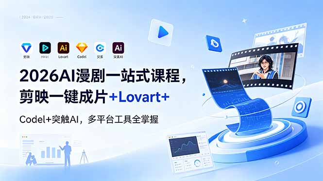 (18736期)2026AI 漫剧一站式课程,剪映一键成片+Lovart+Codel+突触AI,多平台工具全掌握-悟空知识星球