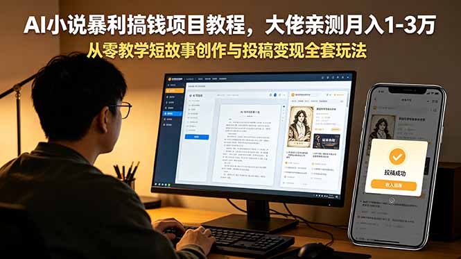 (18913期)AI小说暴利搞钱项目教程-更新,大佬亲测月入1-3万,从零教学短故事创作与投稿变现全套玩法-悟空知识星球