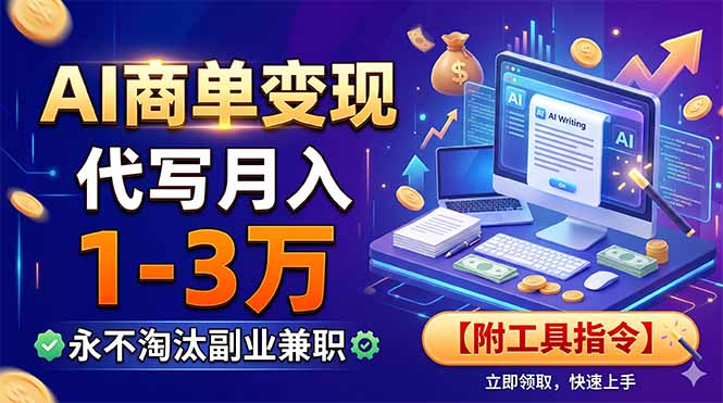（19102期）AI商单变现，靠代写月入1-3万，永不淘汰副业兼职【附工具指令】-悟空知识星球