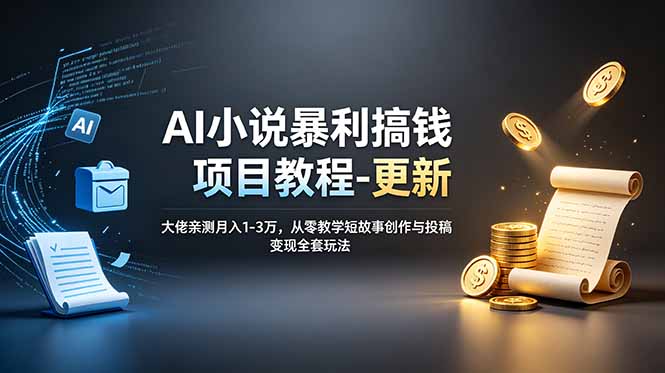 （19030期）AI小说暴利搞钱项目教程-更新，大佬亲测月入1-3万，从零教学短故事创作与投稿变现全套玩法-悟空知识星球