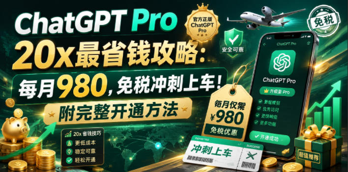 （18790期）ChatGPT Pro 20x 最省钱攻略：每月980，免税冲刺上车！附完整开通方法-悟空知识星球