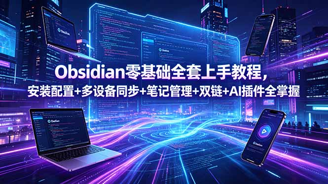 (18797期)Obsidian零基础全套上手教程,安装配置+多设备同步+笔记管理+双链+AI插件全掌握-悟空知识星球