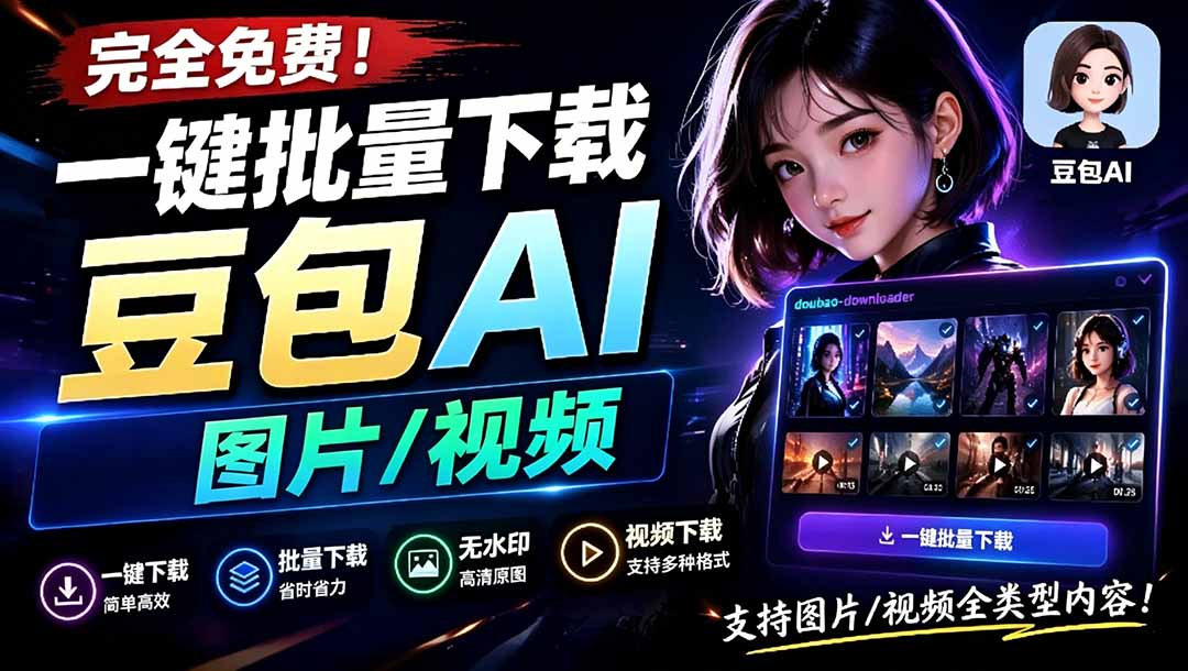 (19107期)Github最新发布!一键批量下载豆包AI无水印图片/视频,简单易用,自动解析提示词,doubao-downloader-悟空知识星球