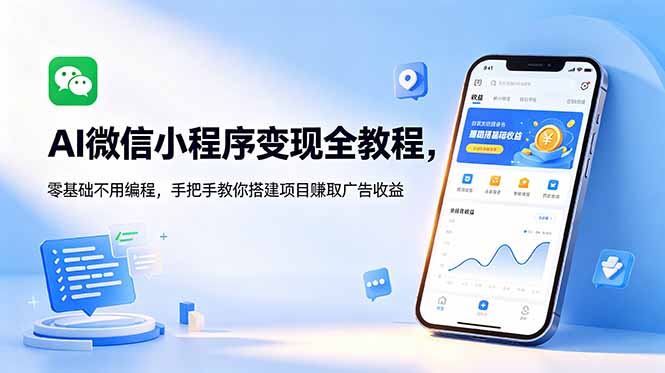 （18773期）AI微信小程序变现全教程，零基础不用编程，手把手教你搭建项目赚取广告收益-悟空知识星球