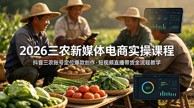（18991期）2026三农新媒体电商实操课程：抖音三农账号定位爆款创作，短视频直播带货全流程教学-悟空知识星球
