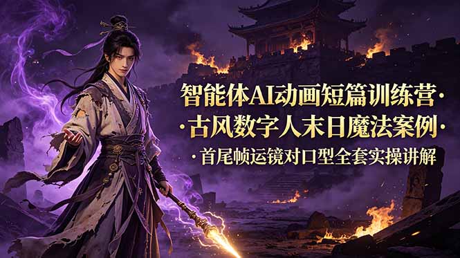 （19114期）智能体AI动画短篇训练营-更新，古风数字人末日魔法案例，首尾帧运镜对口型全套实操讲解-悟空知识星球