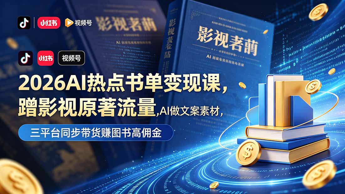 （18727期）2026AI热点书单变现课，蹭影视原著流量，AI做文案素材，三平台同步带货赚图书高佣金-悟空知识星球
