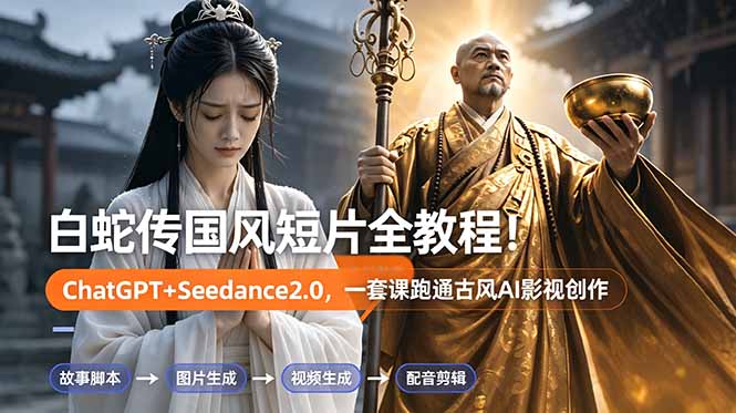 （18737期）白蛇传-国风短片全教程！ChatGPT+Seedance2.0，一套课跑通古风AI影视创作-悟空知识星球