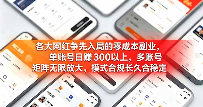 (19092期)各大网红争先入局的零成本副业,单账号日赚 300 以上,多号矩阵可放大,模式合规长久稳定!-悟空知识星球
