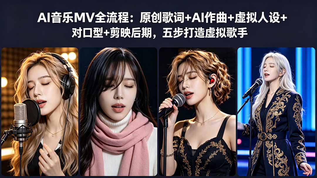 (18710期)AI音乐MV全流程:原创歌词+AI作曲+虚拟人设+对口型+剪映后期,五步打造虚拟歌手-悟空知识星球