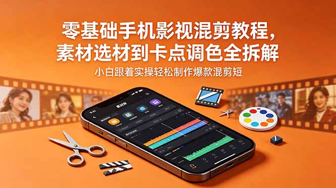 (18750期)零基础手机影视混剪教程,素材选材到卡点调色全拆解,小白跟着实操轻松制作爆款混剪短片-悟空知识星球