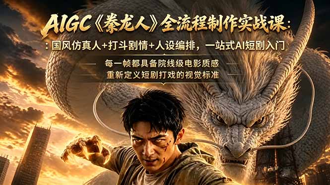 (18849期)AIGC《豢龙人》全流程制作实战课:国风仿真人+打斗剧情+人设编排,一站式AI短剧入门-悟空知识星球