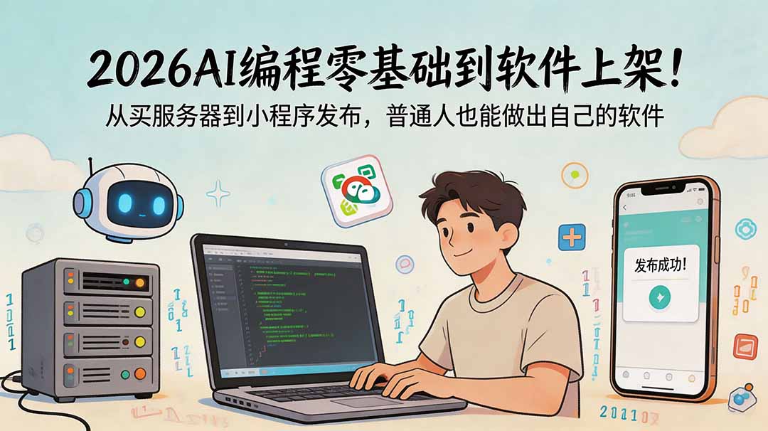 (18905期)2026AI编程零基础到软件上架!从买服务器到小程序发布,普通人也能做出自己的软件-悟空知识星球