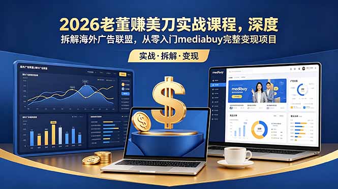 (18935期)2026老董赚美刀实战课程,深度拆解海外广告联盟,从零入门mediabuy完整变现项目-悟空知识星球