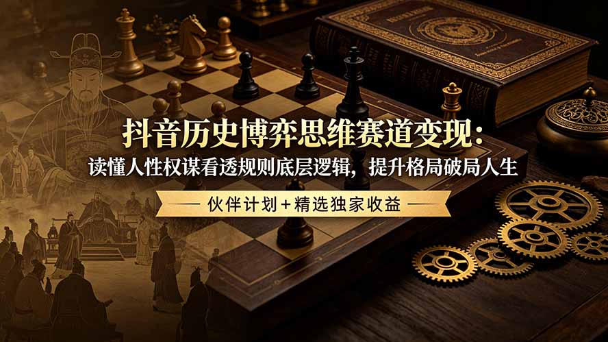 (19116期)抖音历史博弈思维赛道变现:读懂人性权谋看透规则底层逻辑,提升格局破局人生,伙伴计划+精选独家收益-悟空知识星球
