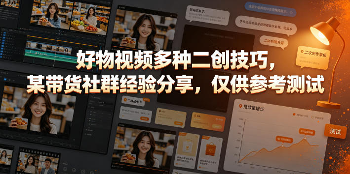好物视频多种二创技巧，某带货社群经验分享，仅供参考测试-悟空知识星球