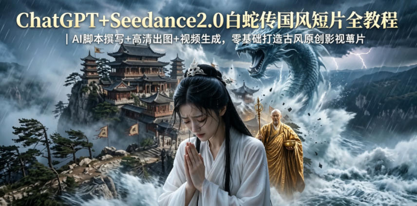 ChatGPT+Seedance2.0白蛇传国风短片全教程｜AI脚本撰写+高清出图+视频生成，零基础打造古风原创影视短片-悟空知识星球