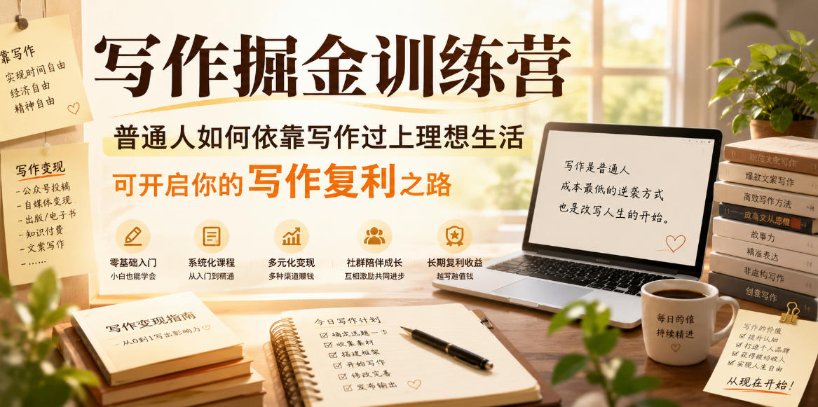 写作掘金训练营,普通人如何依靠写作过上理想生活,可开启你的写作复利之路(更新6月)-悟空知识星球