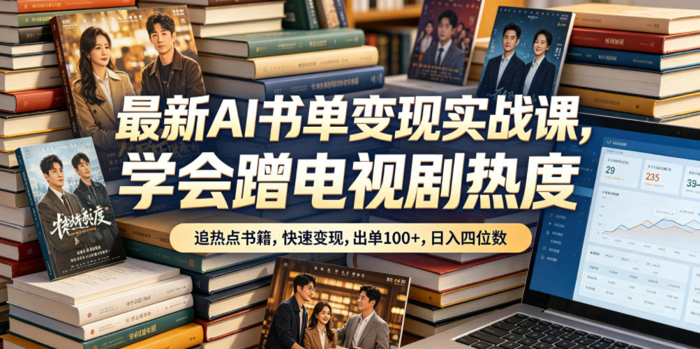 最新AI书单变现实战课,学会蹭电视剧热度,追热点书籍,快速变现,出单100+,日入四位数-悟空知识星球