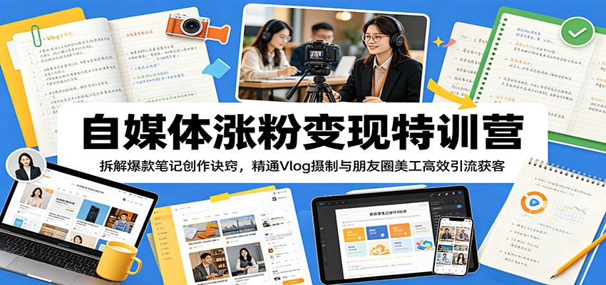 自媒体涨粉变现特训营：拆解爆款笔记创作诀窍，精通Vlog摄制与朋友圈美工高效引流获客-悟空知识星球