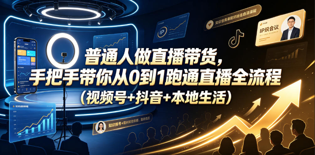 普通人做直播带货,手把手带你从0到1跑通直播全流程(视频号+抖音+本地生活)-悟空知识星球