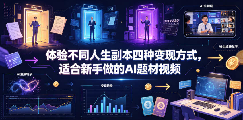 体验不同人生副本四种变现方式，适合新手做的AI题材视频-悟空知识星球