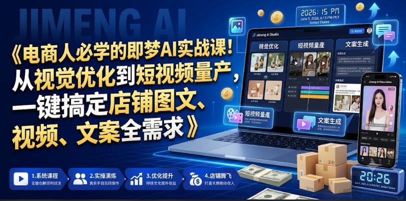 电商人必学的即梦AI实战课!从视觉优化到短视频量产,一键搞定店铺图文、视频、文案全需求-悟空知识星球
