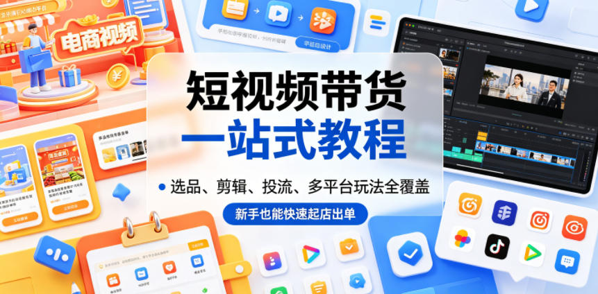 短视频带货一站式教程,选品、剪辑、投流、多平台玩法全覆盖,新手也能快速起店出单-悟空知识星球