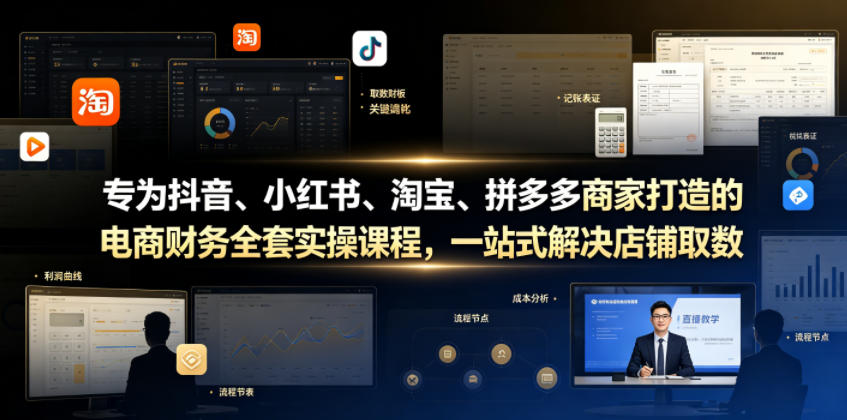 专为抖音、小红书、淘宝、拼多多商家打造的电商财务全套实操课程，一站式解决店铺取数、记账、报税全流程难题-悟空知识星球