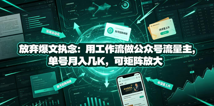 放弃爆文执念：用工作流做公众号流量主，单号月入几K，可矩阵放大-悟空知识星球