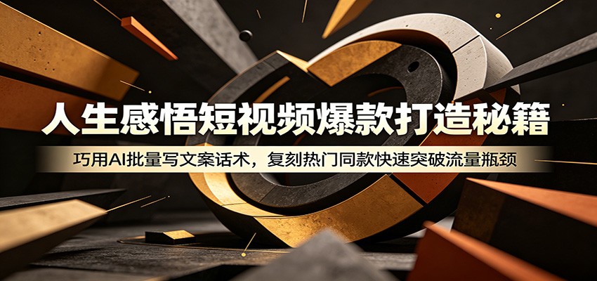 人生感悟短视频爆款打造秘籍:巧用A 批量写文案话术,复刻热门同款快速突破流量瓶颈-悟空知识星球