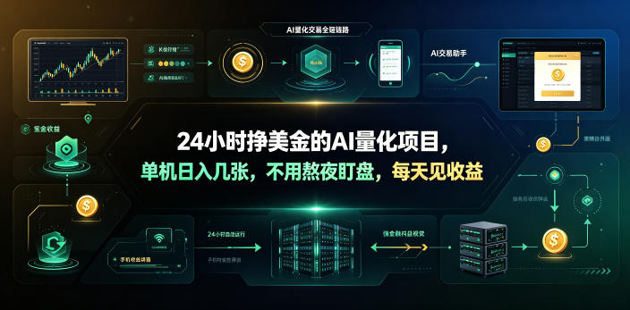 24小时挣美金的AI量化项目，单机日入几十美刀，不用熬夜盯盘，每天见收益【揭秘】-悟空知识星球