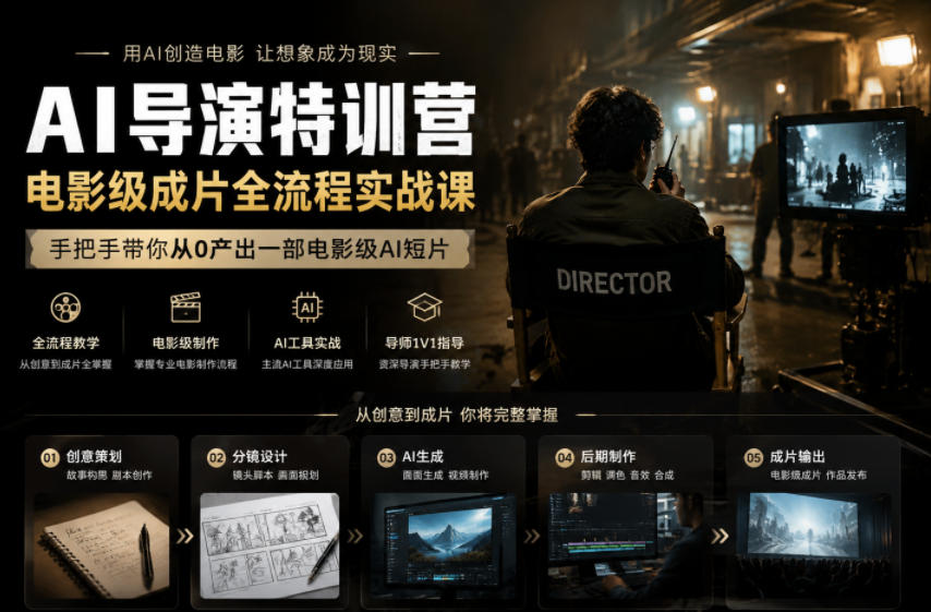 AI导演特训营,电影级成片全流程实战课,手把手带你从0产出一部电影级AI短片-悟空知识星球
