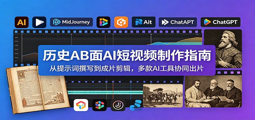 历史AB面AI短视频制作指南：从提示词撰写到成片剪辑，多款AI工具协同出片-悟空知识星球