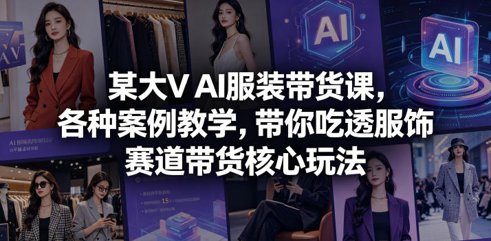 某大V AI服装带货课，各种案例教学，带你吃透服饰赛道带货核心玩法-悟空知识星球