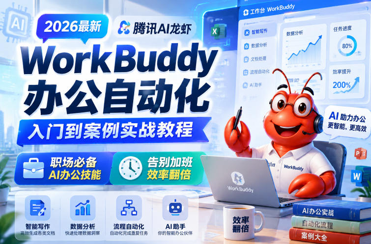 2026最新腾讯AI龙虾WorkBuddy办公自动化入门到案例实战教程,职场必备AI办公技能,告别加班,效率翻倍-悟空知识星球