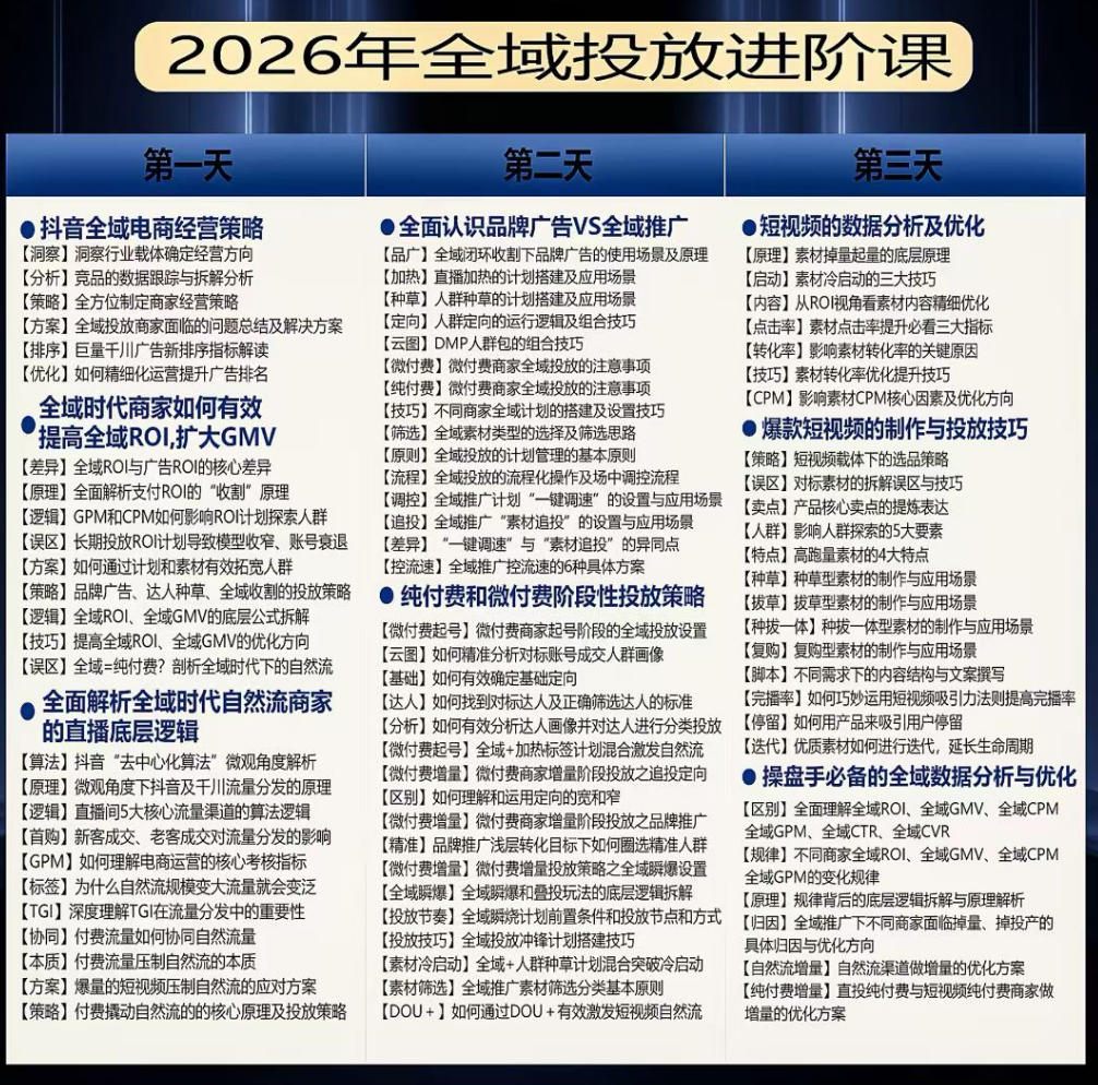 图片[2]-千川扫地僧2026抖音全域投放进阶课，少走弯路·快速起量·掌控增长，6月12-14号杭州线下课-悟空知识星球