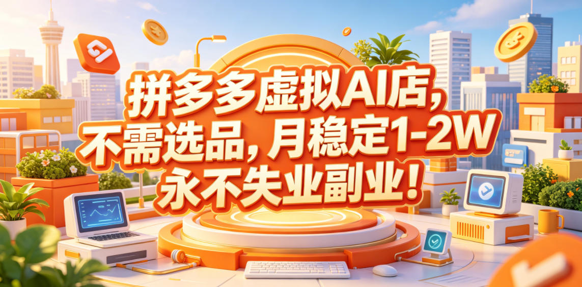 拼多多虚拟AI店,不需选品,月稳定1-2W,永不失业副业!【揭秘】-悟空知识星球