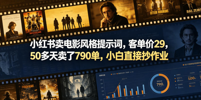 小红书卖电影风格提示词，客单价29，50多天卖了790单，小白直接抄作业！-悟空知识星球