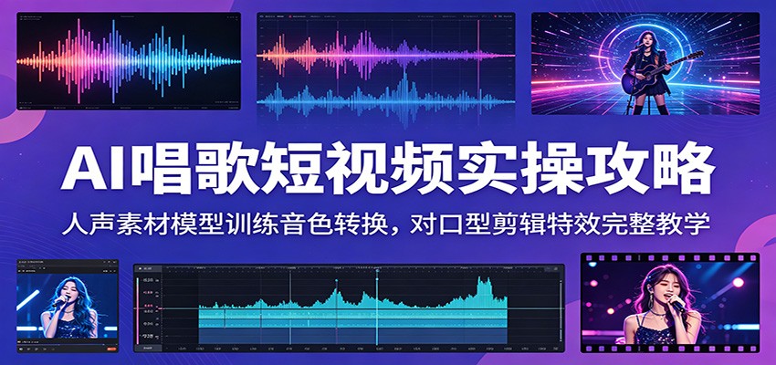 AI唱歌短视频实操攻略:人声素材模型训练音色转换,对口型剪辑特效完整教学-悟空知识星球