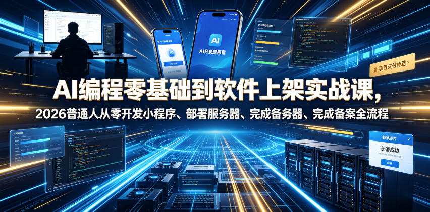 AI编程零基础到软件上架实战课，2026普通人从零开发小程序、部署服务器、完成备案全流程项目落地教程-悟空知识星球