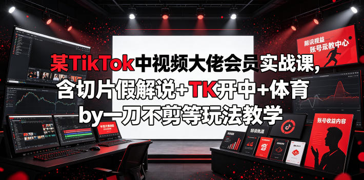 某TikTok中视频大佬会员实战课,含切片假解说+TK开中+体育by一刀不剪等玩法教学-悟空知识星球
