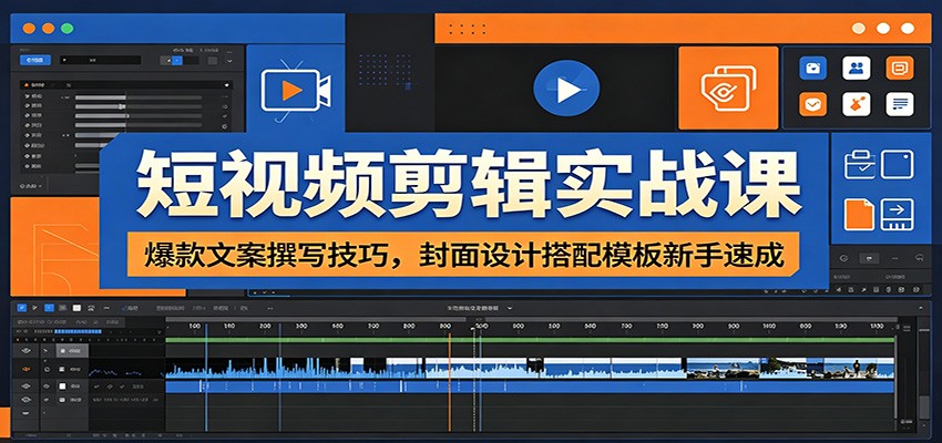 短视频剪辑实战课：爆款文案撰写技巧，封面设计搭配模板新手速成-悟空知识星球