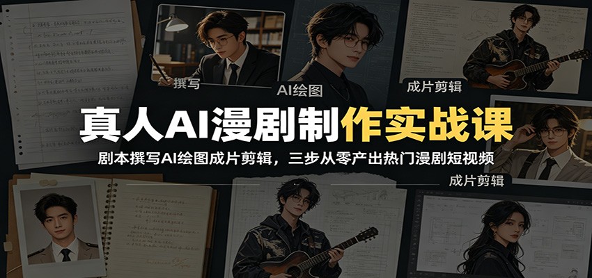 真人AI漫剧制作实战课:剧本撰写AI绘图成片剪辑,三步从零产出热门漫剧短视频-悟空知识星球